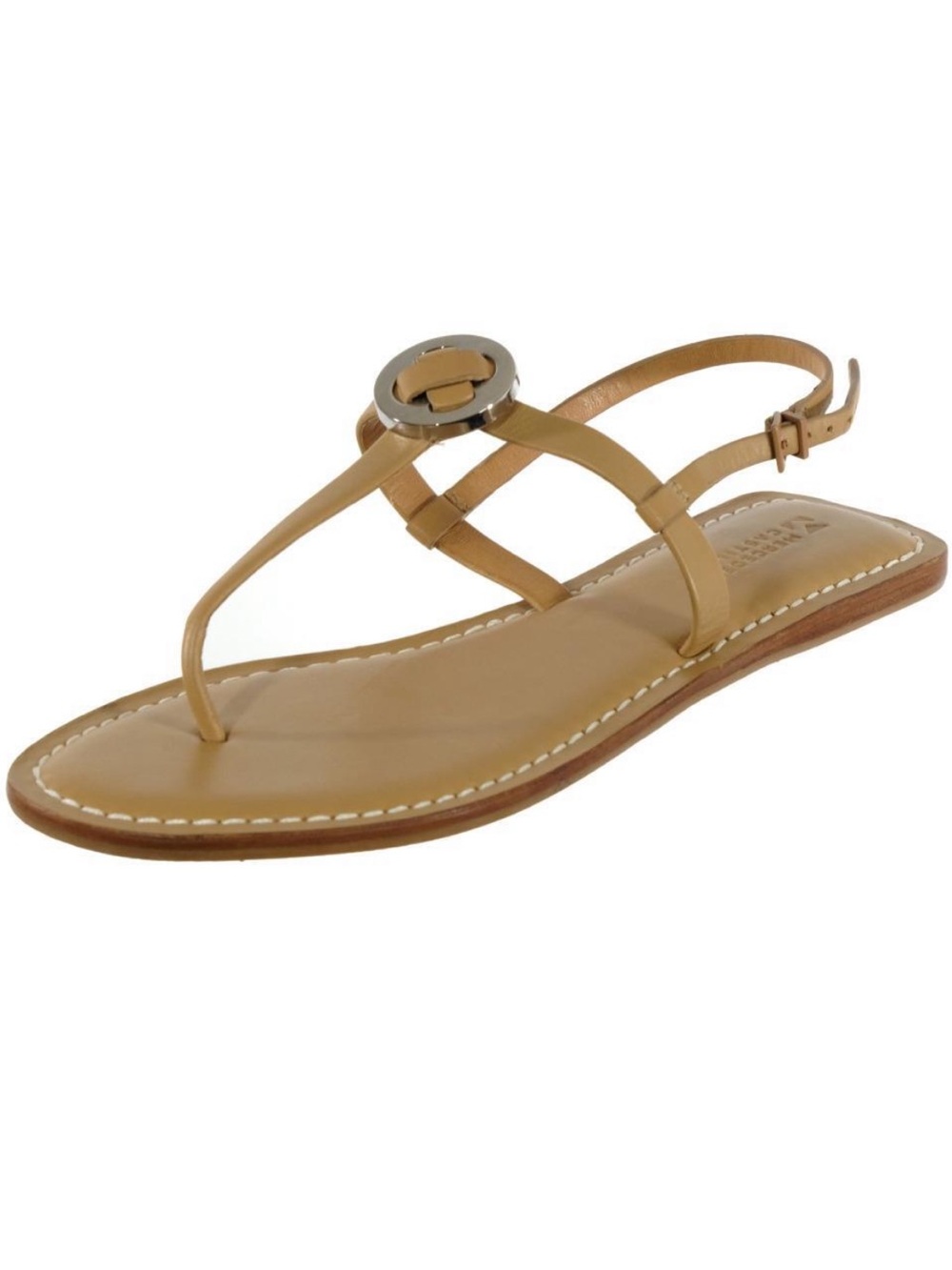 Mercedes Castillo Caramel Lambskin Slingback Thong Sandals
